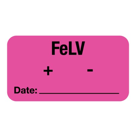 Nevs Label, FeLV Date_ 7/8 x 1-5/8 Flr Pink w/Black LW-0018